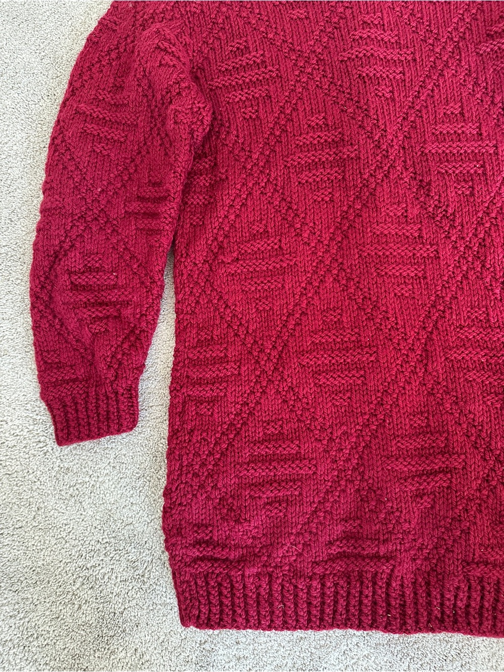 NONIA Vintage Hand Knit Wool Cardigan Sweater Raspberry Size Large** - Picture 10 of 14